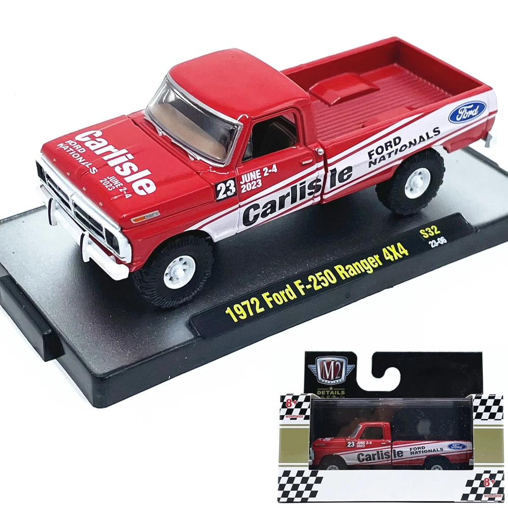 Diecast M2 escala 1:64 1972 Ford F-250Ranger Pickup coche en miniatura de aleación juguete coleccionable regalo adorno de exhibición de recuerdo