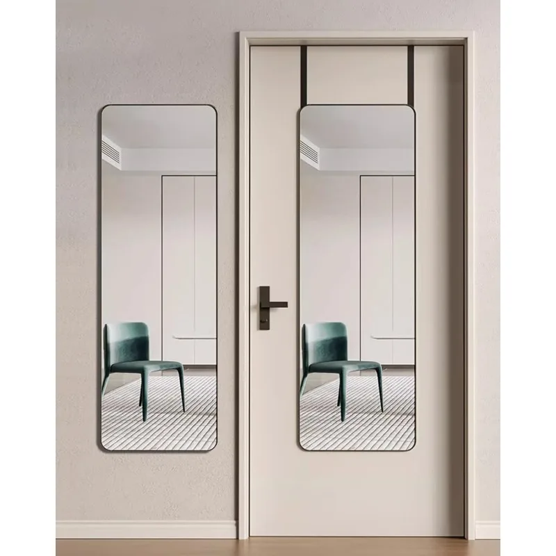 Espejo de longitud completa, espejo de puerta, espejo sobre la puerta de longitud completa, colgante de puerta de 14 "x 48", rincón redondeado, espejo de pared, cuerpo completo