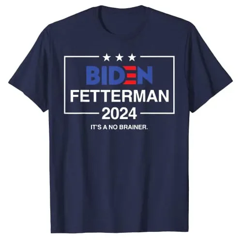 Funny Biden Fetterman 2024 It's A No Brainer Political T-Shirt Sarcastic Joke Graphic Tee Top Letters Printed Streetwear Outfits