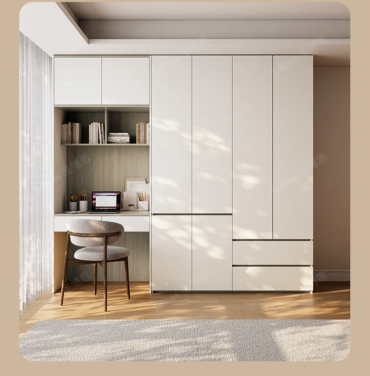 

Шкаф-купе со встроенным столом, комбинированный, для дома, для спальни, с многоуровневыми полками, большой шкаф для хранения.