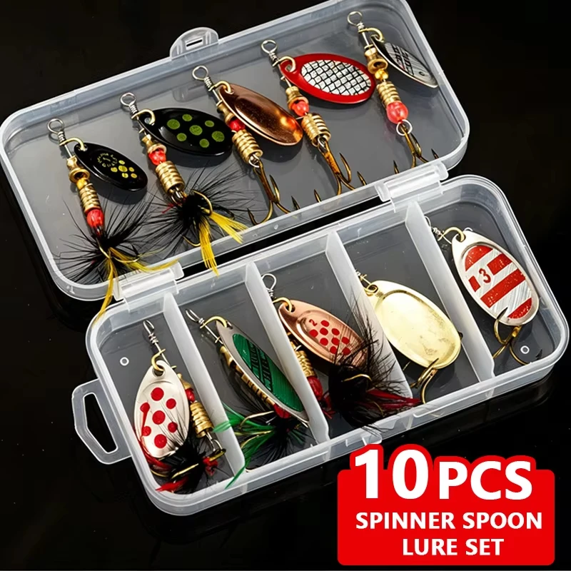 Spinner Lure Set Metal Rotating Blade Fishing Baits 3g To 7g Multi Weight Sharp Hook For Bass Trout Pike Freshwater Saltwater