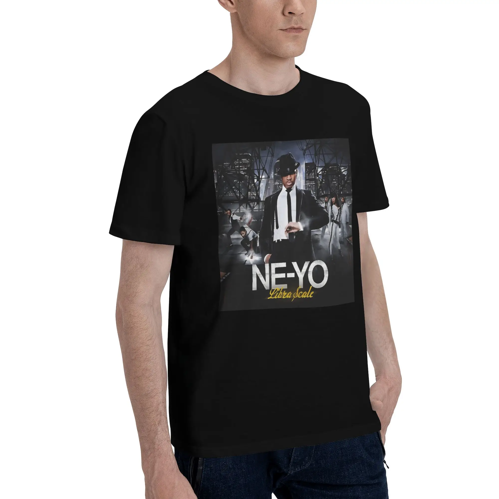 libra scale  Funny Graphic 100% Cotton T-Shirt Ne Yo Akon Tops Tees For Men