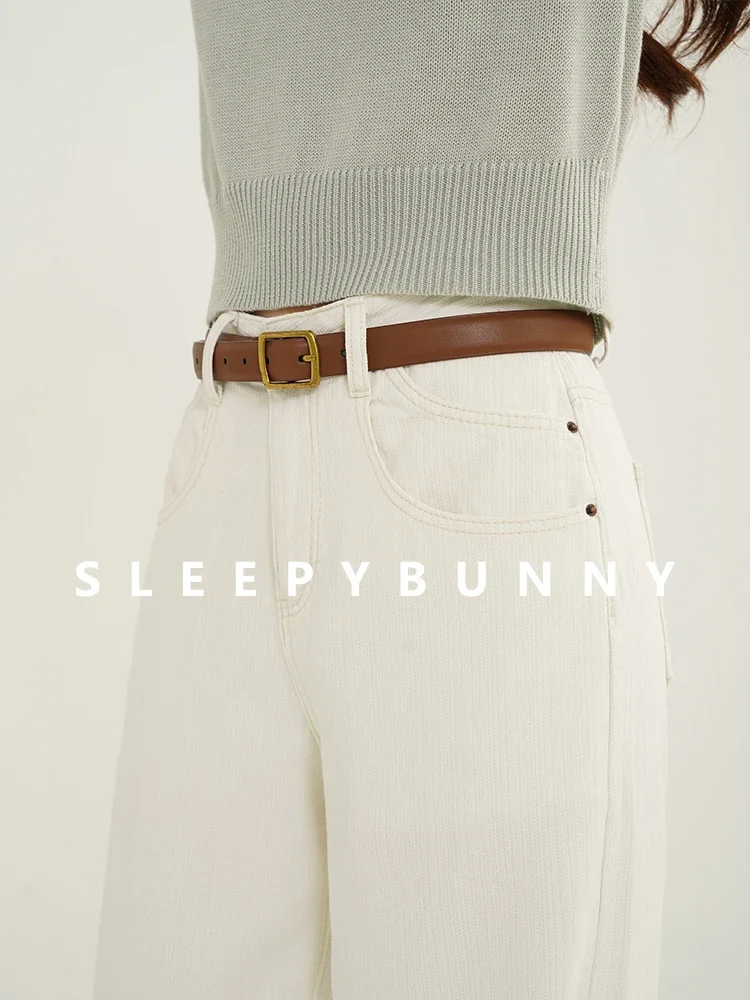 

Textured White High Waist Wide Leg Jeans for Women Summer Loose Fit Denim Pants Casual Simple Versatile Floor-Length Trousers