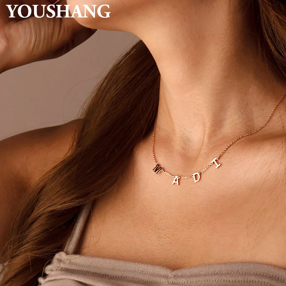 

YOUSHANG Customized Letter Necklace New Stylish Stainless Steel Personalized Name Jewelry Pendant Engagement Gift