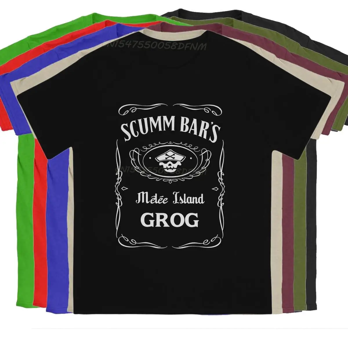 Scumm Bar's GROG Men's T-shirts Monkey Island Game LeChuck Elaine Guybrush Vintage Men T Shirts Camisas T-Shirt Pure Cotton