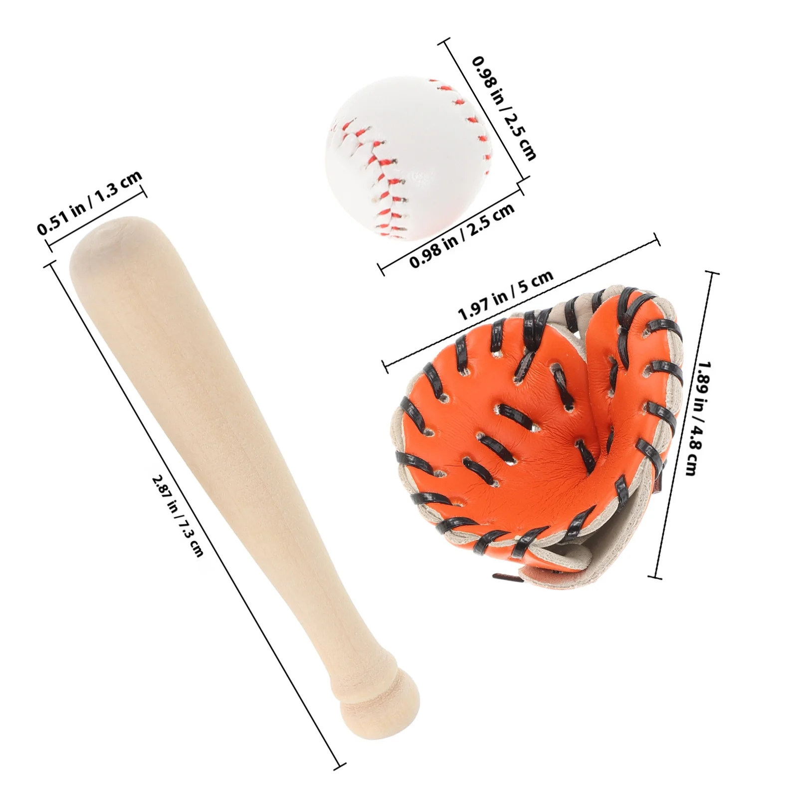 1 مجموعة 1 مجموعة البيسبول كيت قفاز الخفافيش بو الخشب منزل البيسبول عدة الرياضة للمنزل الصغير الحرف التظاهر اللعب ديكور #3