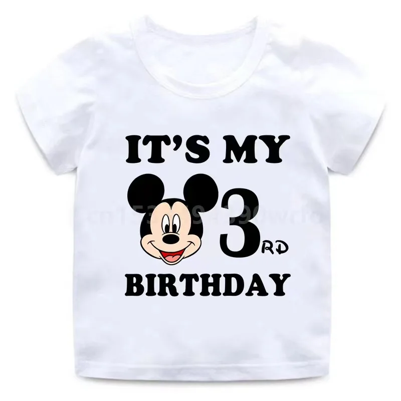 Children clothes tops Mickey mouse Birthday Number Children T-shirt Kawaii Clothes for Girls T Shirt Anime Cartoons Casual