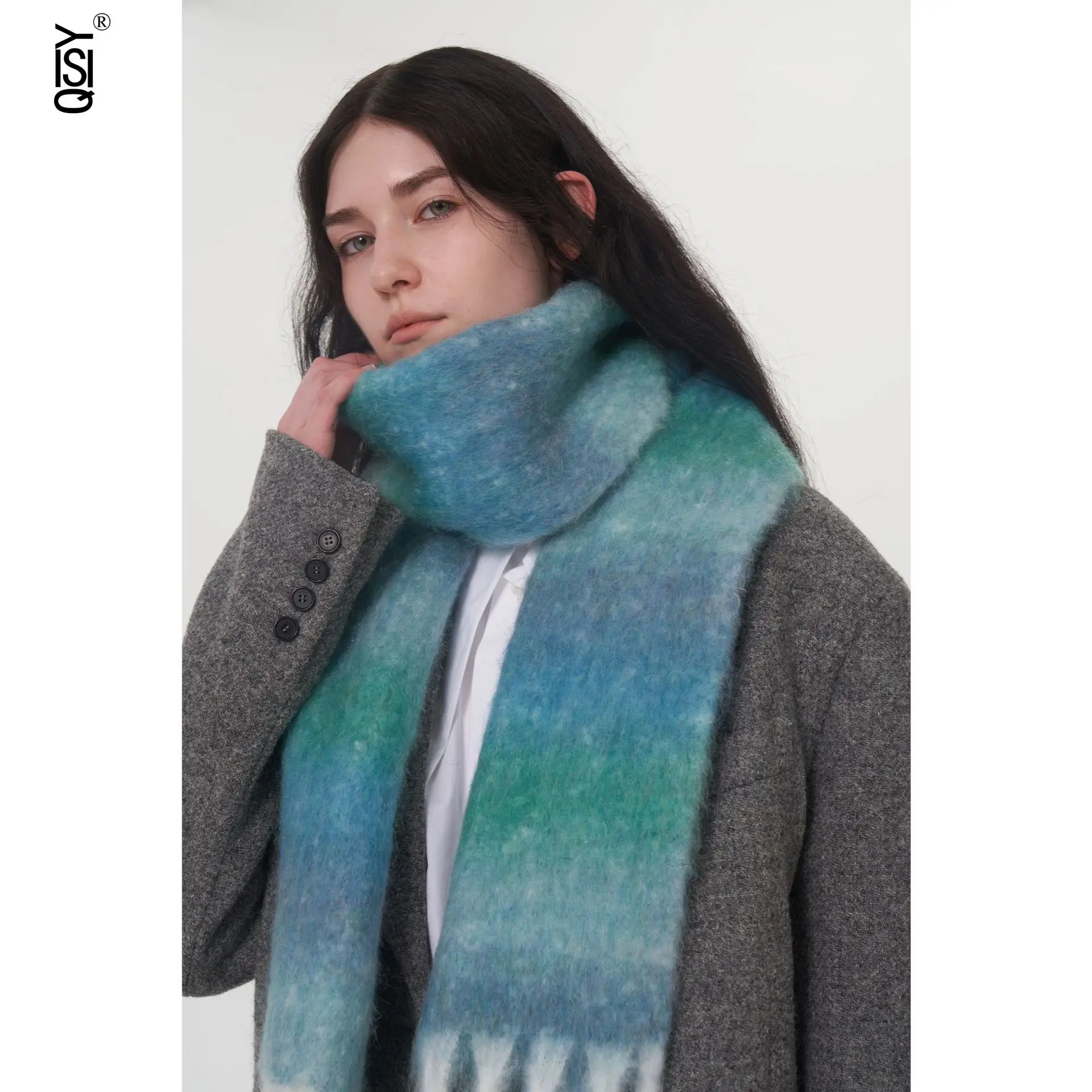 

Gradient Wool Scarf for Women's Winter New Solid Color Warm Scarf Scarf Neck