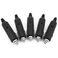5pcs 12V 24V Car Cigarette Lighter Plug Fuses 5A With LED Indicator Plug Wide Application Black Cigarette Lighter Car Accessorie