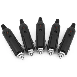 5pcs 12V 24V Car Cigarette Lighter Plug Fuses 5A With LED Indicator Plug Wide Application Black Cigarette Lighter Car Accessorie
