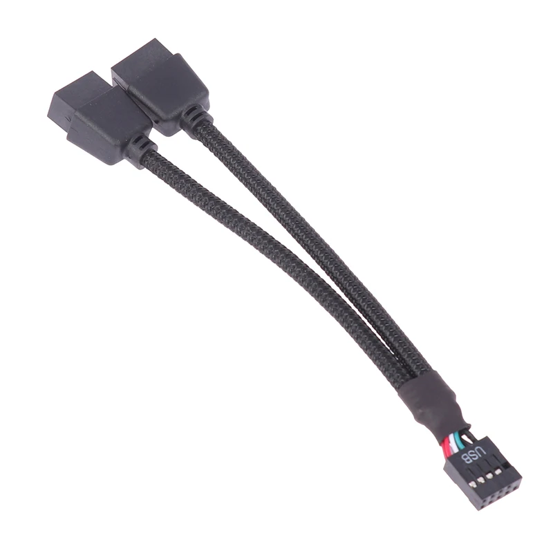 1pc placa-mãe do computador cabo de extensão usb 9 pinos 1 fêmea para 2 macho y divisor áudio hd cabo de extensão para pc diy 15cm