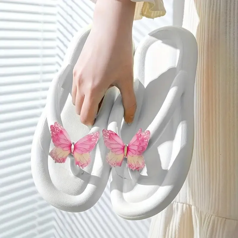 Tikp Nuevas chanclas Butterfly Eva para mujer, zapatillas ligeras, simples, informales y de moda