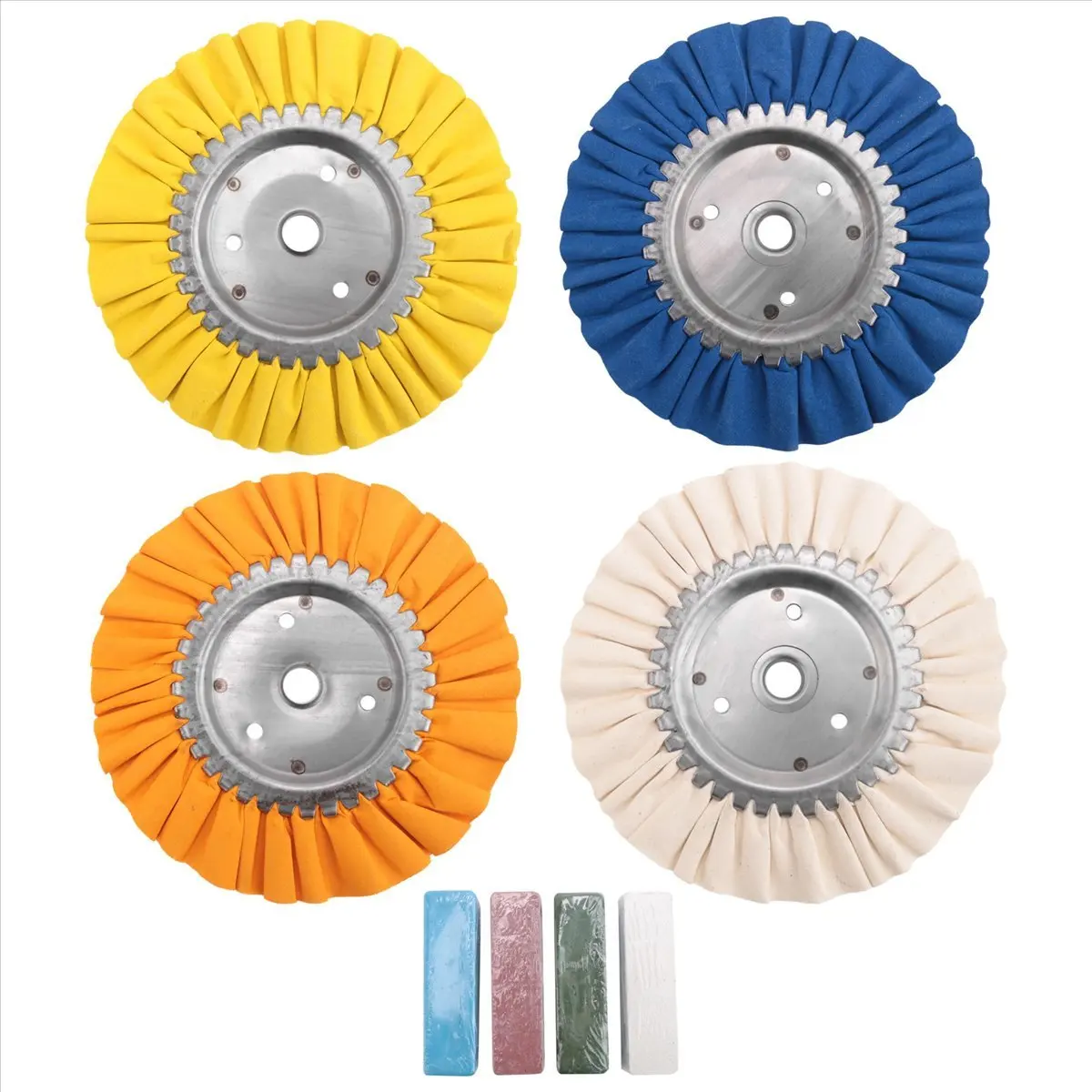 A89X 8Pcs 8Inch Airway Buffing Wheel Aluminum Wheel Polishing Kit Safe Flange in Diameter 5/8 Inch Arbor for Angle Grinder