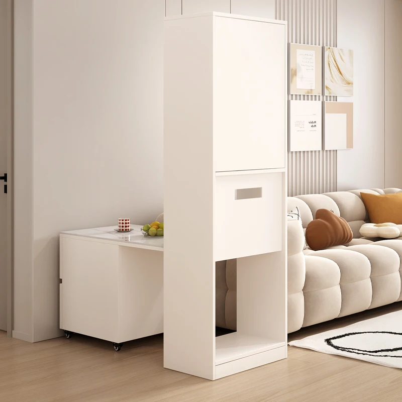Cream wind solid wood edge few rock slab sofa side cabinet side cabinet simple advanced removable storage coffee table cabinet