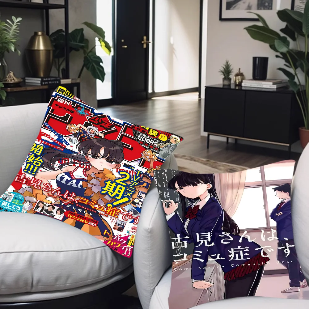 Komi San Wa Komyushou Desu Anime Cushion Cover Inches Farmhouse Decor Home Throw Pillow Covers For Couch Decorations