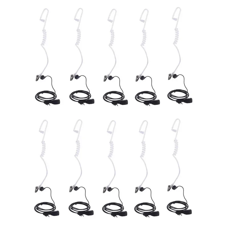 

10PCS 2Pin Security Surveillance Acoustic Air Tube Earpiece PTT Mic Headset for Motorola GP68 GP88 EP450 CP180 CP185 CP040 Radio