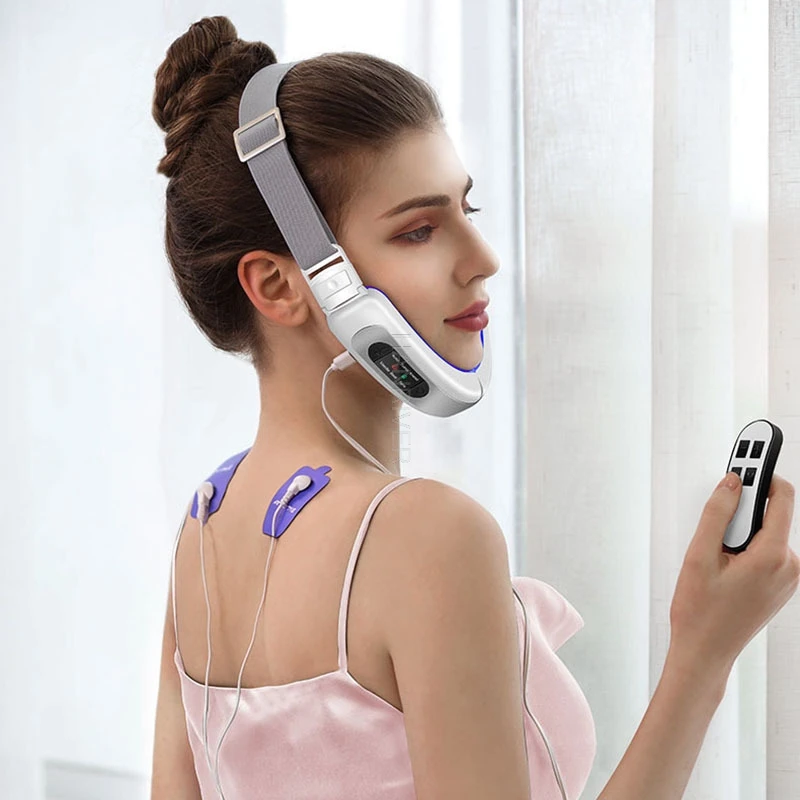 

V Face артефакт массажер для лица тонкий микротоковый массажер для лица красный и синий свет красота уход за кожей
