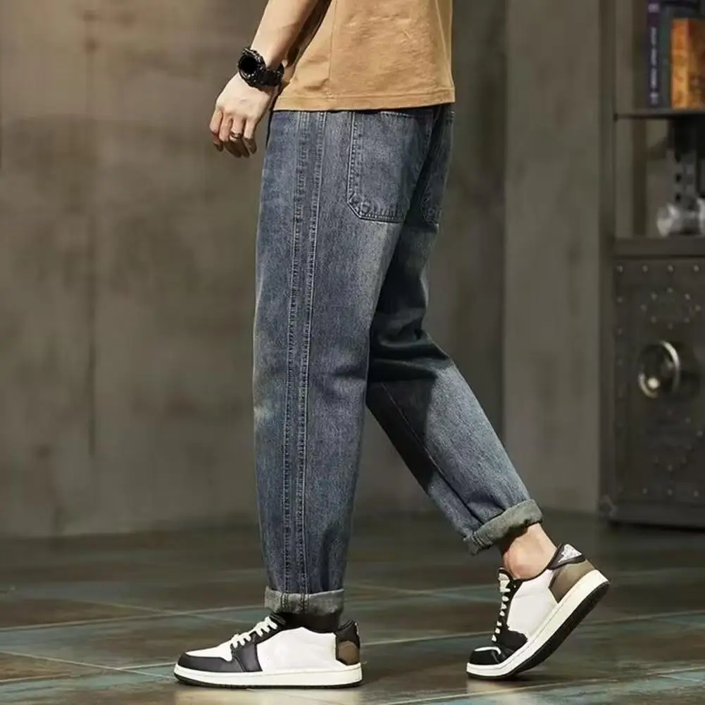 

Denim Fabric Men Pants High-stretch Fabric Men Jeans Versatile Men's Denim Pants Gradient Color Loose Fit Multi for Streetwear