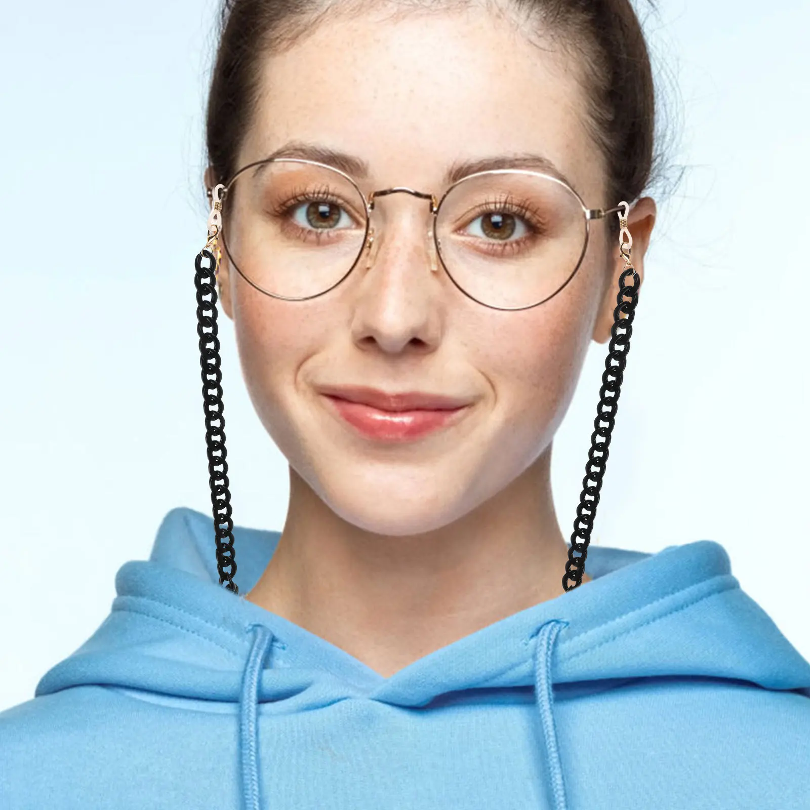 

1Pcs Chic Acrylic Glasses Chain Anti-Lost Non-Skid Eyewear Strap for Masks and Sunglasses Black Acrylic Mask Chain