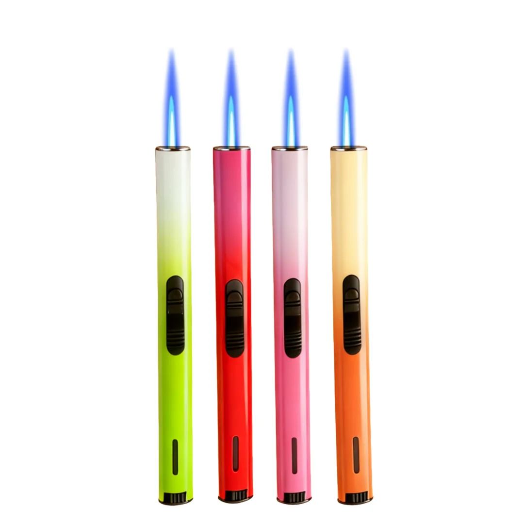 Nuevos encendedores, llama de chorro ajustable, encendedor de butano, antorcha a prueba de viento, recargable para vela, parrilla, barbacoa, chimenea, regalos para la familia