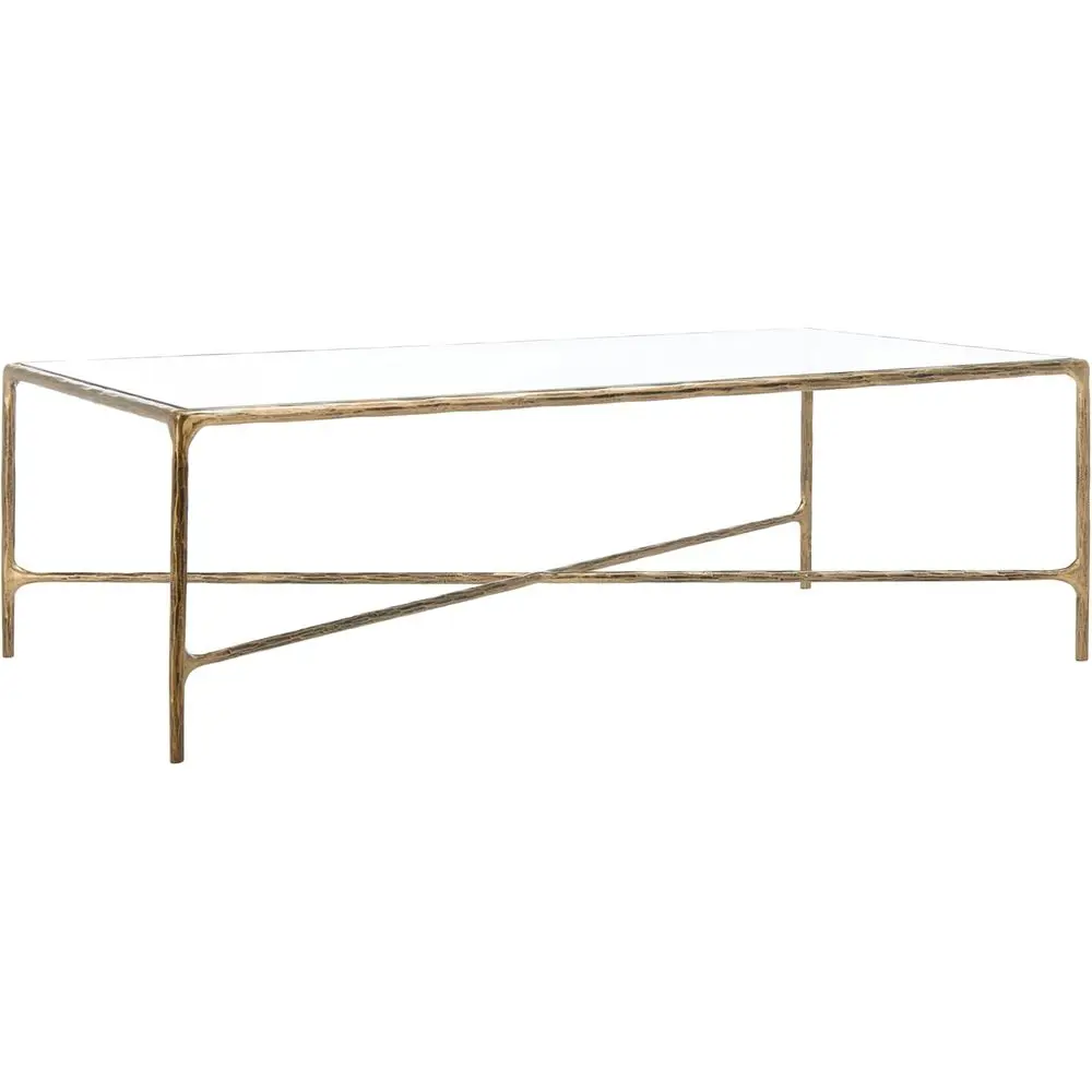 

Brass and Glass Top Rectangular Coffee Table, Fully Assembled