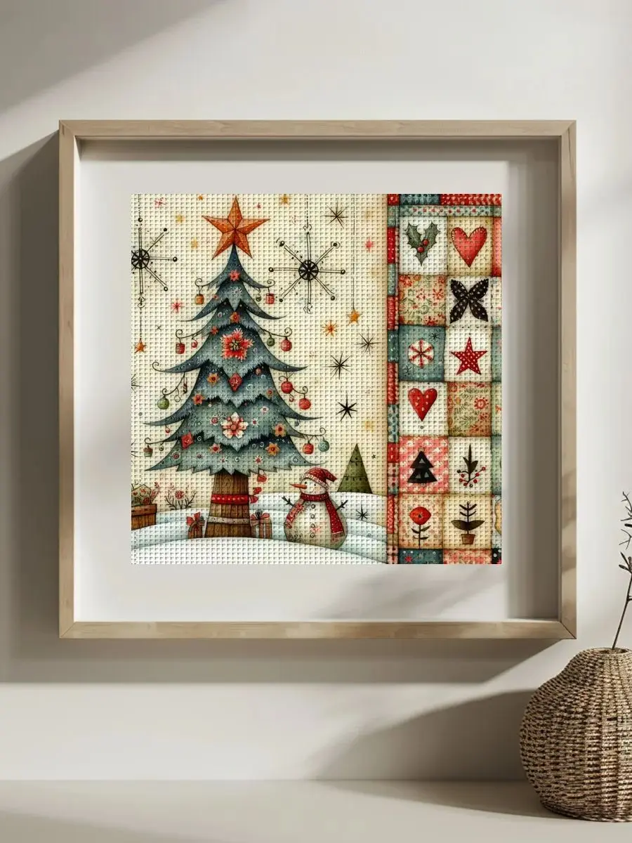 1 Stück 30x30 cm/11,8 Zoll Weihnachtsbaum Gestempeltes Kreuzstich-Set DIY-Kit 11CT/14CT DIY-Stickset DIY-Kreuzstich-Set – Detail 1