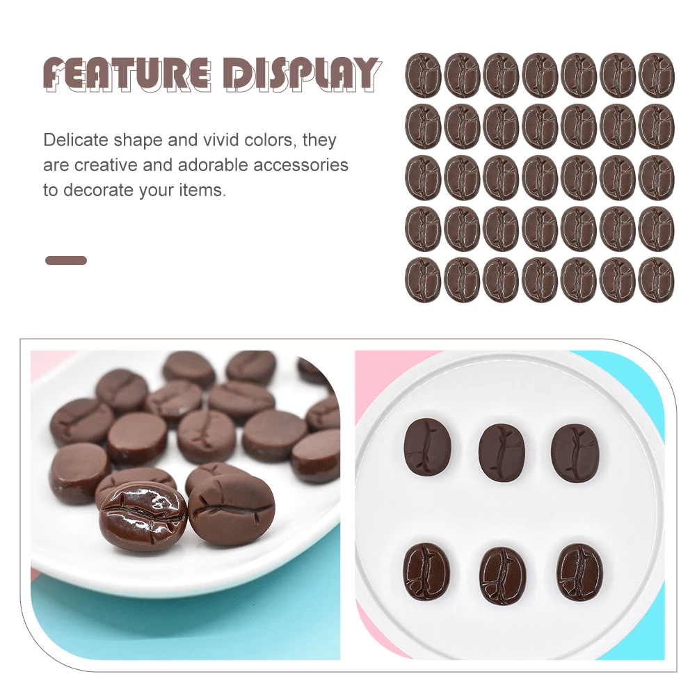

100pcs Diy Coffee Bean Resin Phone Shell Supplies Mini Decorative Accessories Creative Handmade Coffee Bean
