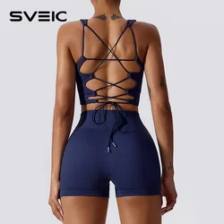 Fitness Yoga Set Gym Shorts Women Back Strap Sports Bras Seamless Sportswear Tracksuit Two Pieces Suits Workout Outfits Clothing