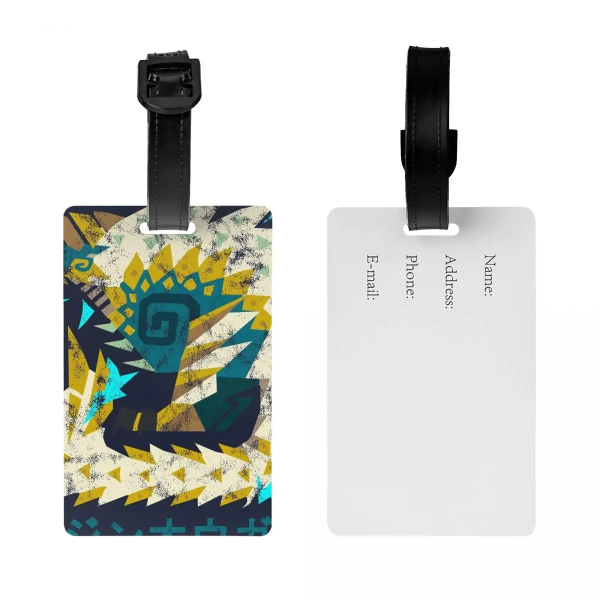 Monster Hunter World Iceborne Zinogre Kanji علامات الأمتعة حقيبة أمتعة محمولة الصعود علامة التسمية حامل معرف اسم العنوان #2