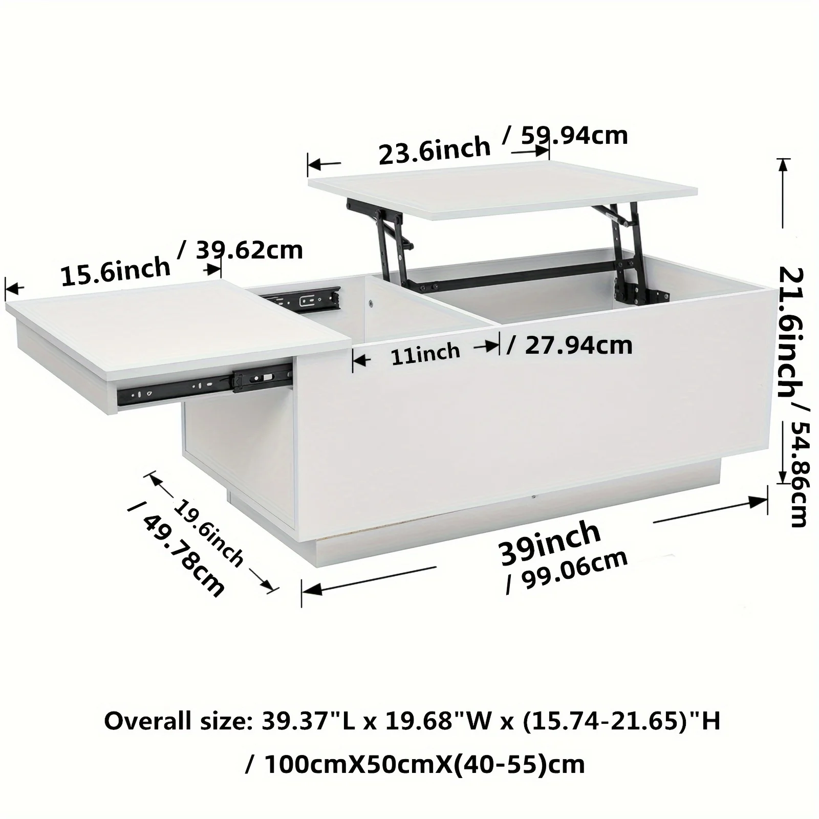 Mesa de centro para sala de estar Mesas de centro elevatórias Mesa central moderna branca