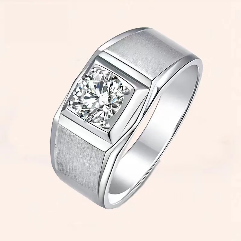 high quality 1ct VVS D color moissanite diamond jewelry with GRA certification 925 sterling silver men wedding rings