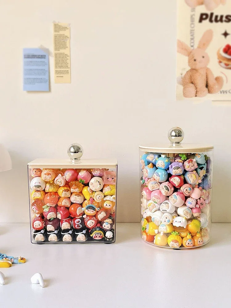 Acrylic Transparent Figurine Display Box Collecting and Displaying Handcrafted Figurines Storage Jar for Pop Mart Organizer