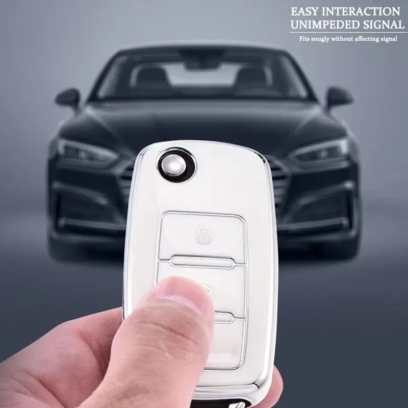 New TPU Car Key Case Cover Shell For Volkswagen VW Polo Golf Passat Tiguan Beetle Caddy T5 Up Eos Skoda Octavia Seat Leon Altea