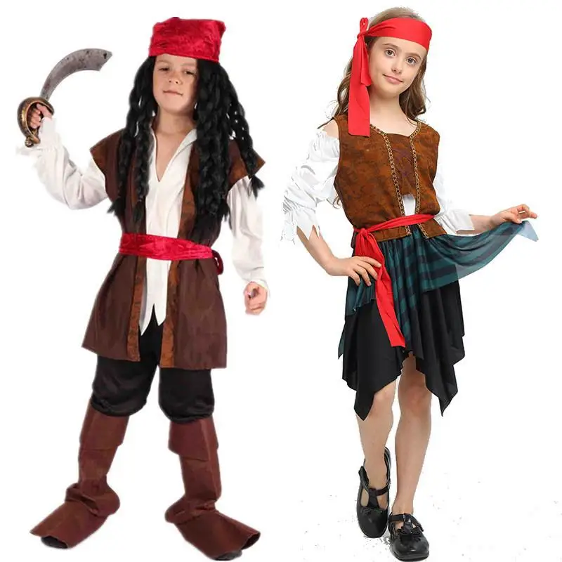 

Caribbean Pirate Costume Children's Halloween Uniform Boys' Pirate Outfit Girls' Cosplay Clothes Six One Pirate Dress