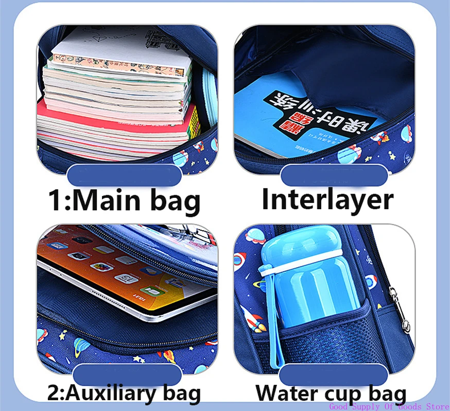 Bolsa de ombro infantil dos desenhos animados 3d estereoscópico astronauta mochila à prova dwaterproof água criança menino sonho escola primária