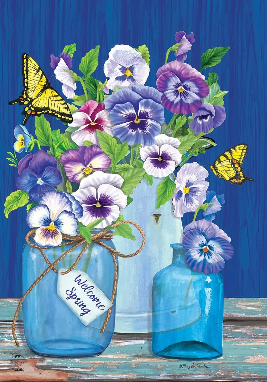 Briarwood Lane Butterflies and Pansies Garden Flag WWP