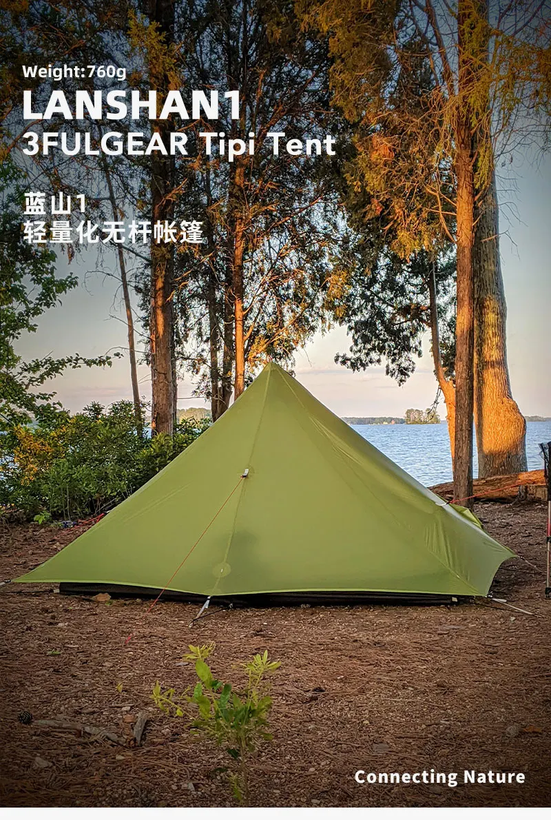 3F UL Gear Lanshan1 Ultralight Tent 3/4 Season Portable Backpacking Tent for 1p Double Layer Tent for Camping, Climbing, Hiking