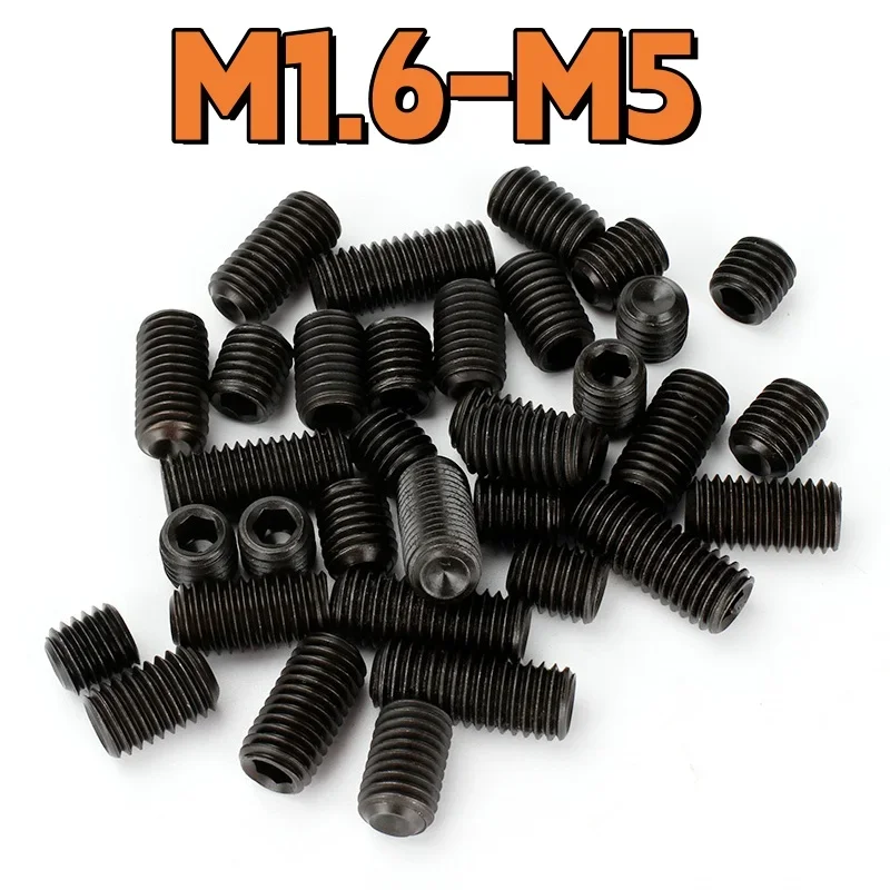 Grade 12.9 Black Carbon Steel Set Screw M1.6 M2 M2.5 M3 M4 M5 Hex Hexagon Socket Set Screws Grub Screw Headless Screw