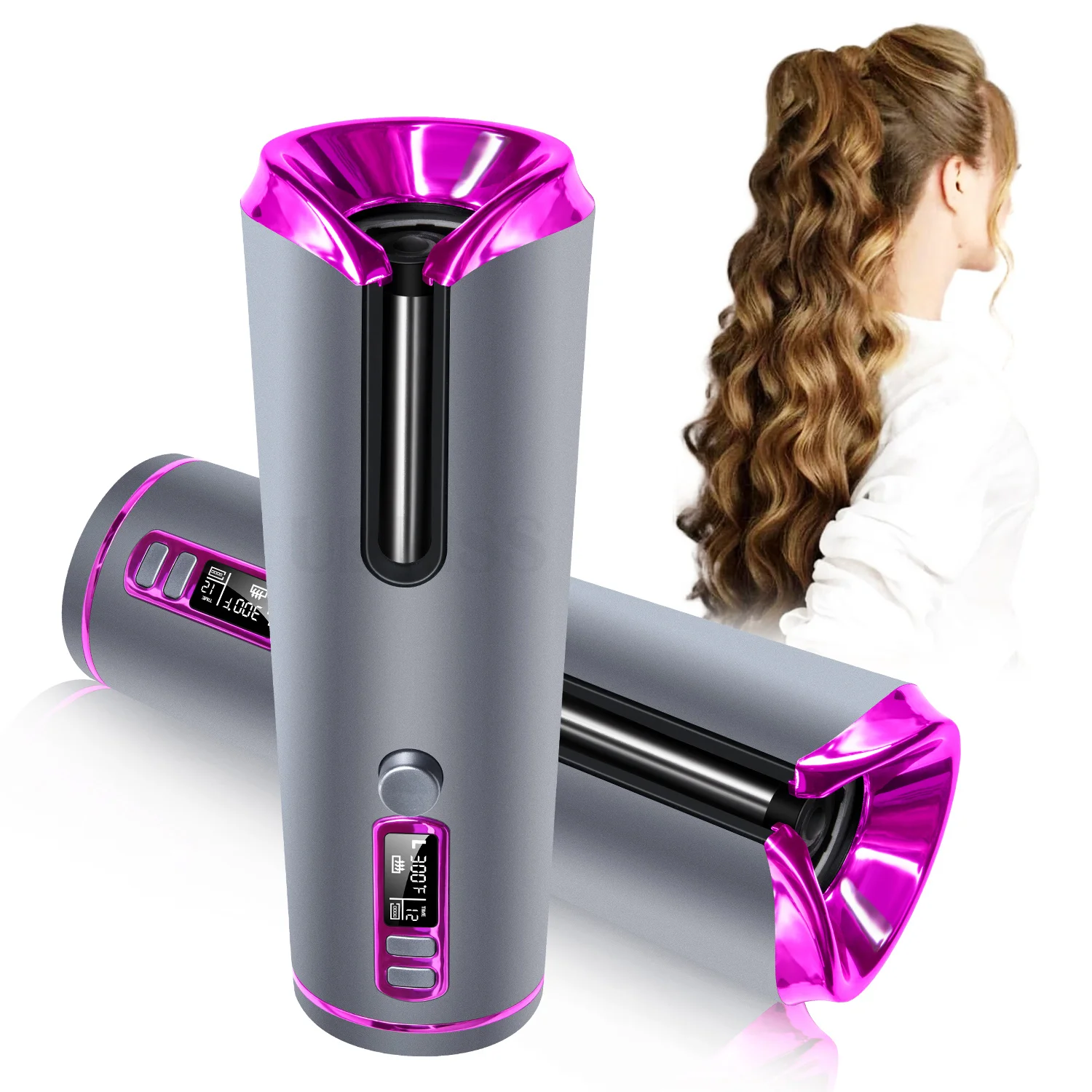 

Wireless Automatic Hair Curling Iron Portable Travel USB Rechargeable LCD Display Hair Curler