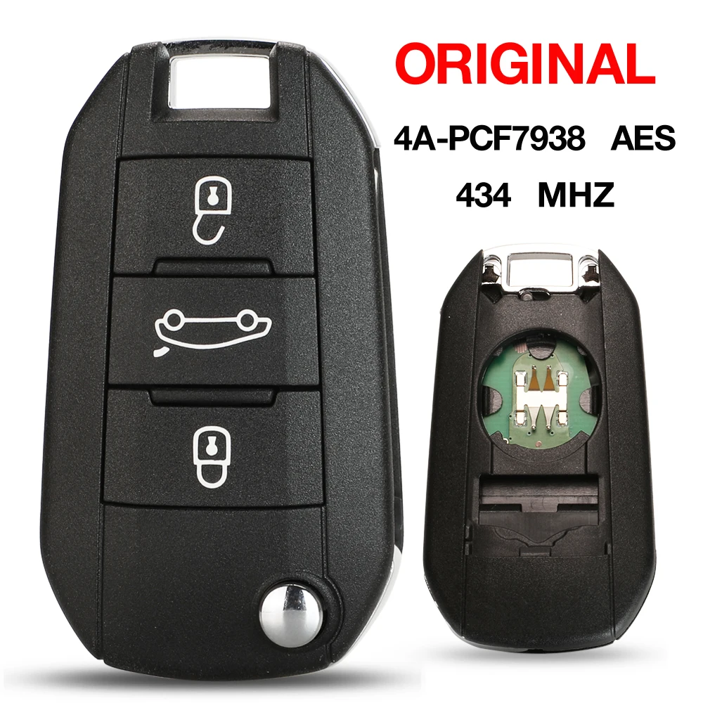 

jingyuqin 3 Buttons 434 MHZ 4A PCF7938 AES Chip Remote Flip Car Key Folding Fob For Citroen C4 C4L C-Elysee Aircross C5 C6