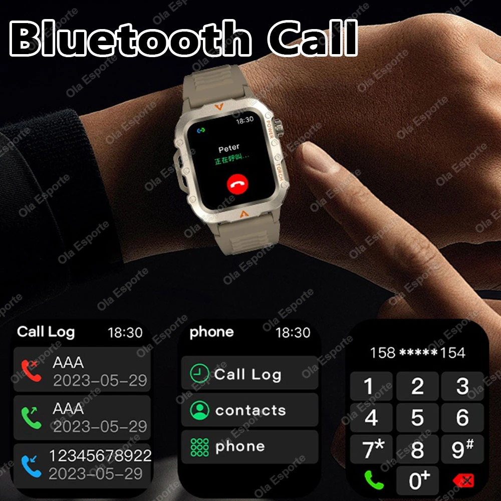 New 1.71-inch Bluetooth Voice Call smartwatch Heart Rate Blood Oxygen Monitor LED Flashlight Outdoor Sports Fitness Smart Watch