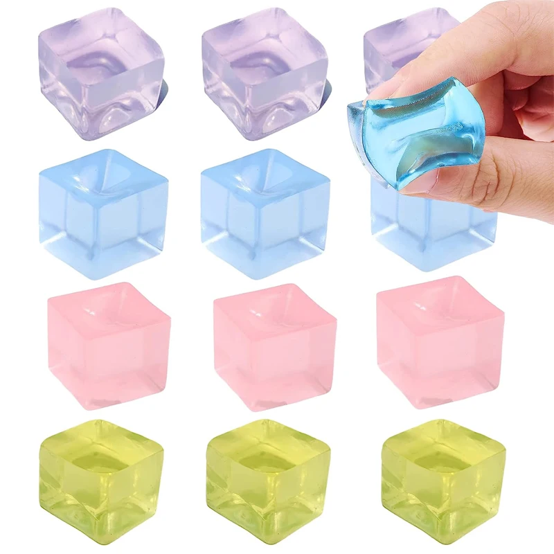 

6Pcs Squishy Ice Cube Fidget Toy Stress Ball Squeeze Juguetes Divertidos Party Favors For Kids Birthday Classroom Prizes