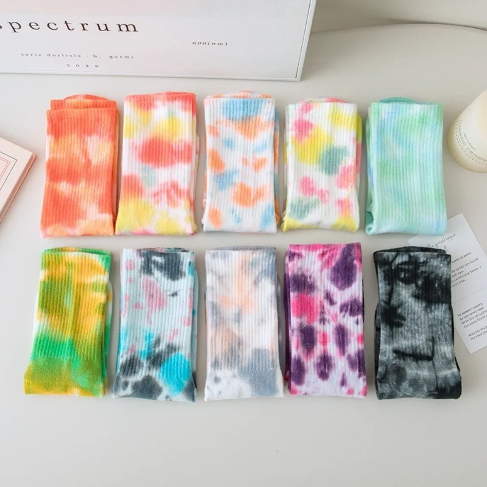 

Fashion Colorful Yoga Pilates Socks Cotton Tie Dyed Floor Socks Mid-calf Breathable Compression Socks Dance Fitness Training