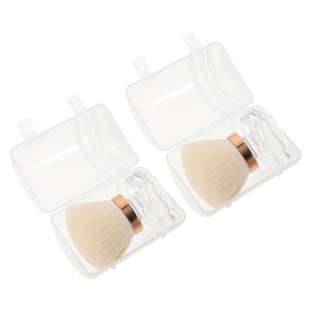 2 個キノコヘッドメイクブラシポータブルパウダーブラッシュファンデーショントラベルアプリケーターネイルクリーニングツール