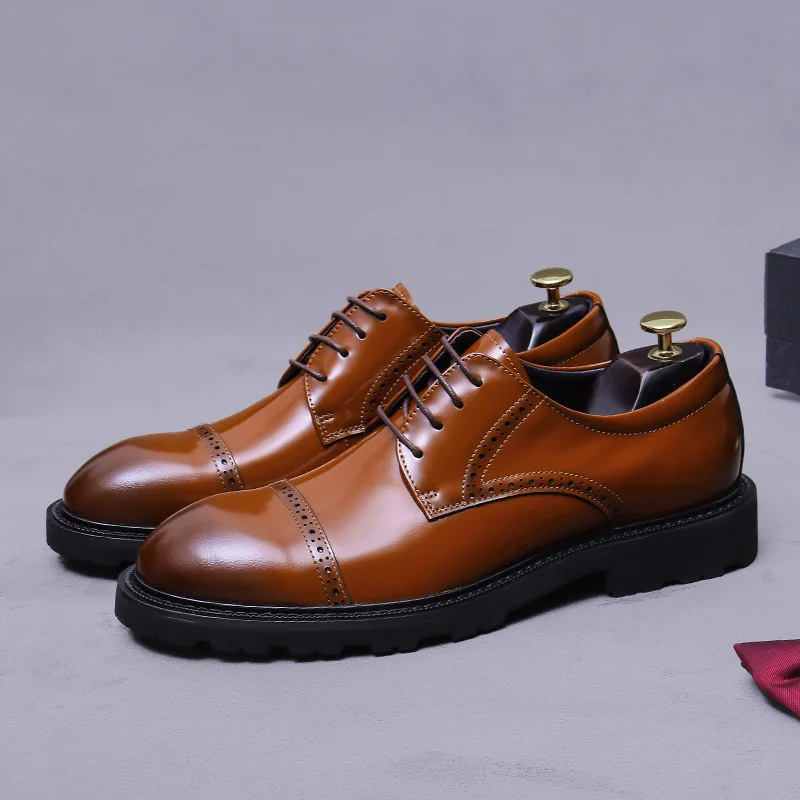 

Danielwolf 25869, туфли дерби из натуральной кожи с резной отделкой в британском стиле, мужские туфли из натуральной кожи на шнуровке, глянцевая блестящая кожаная обувь