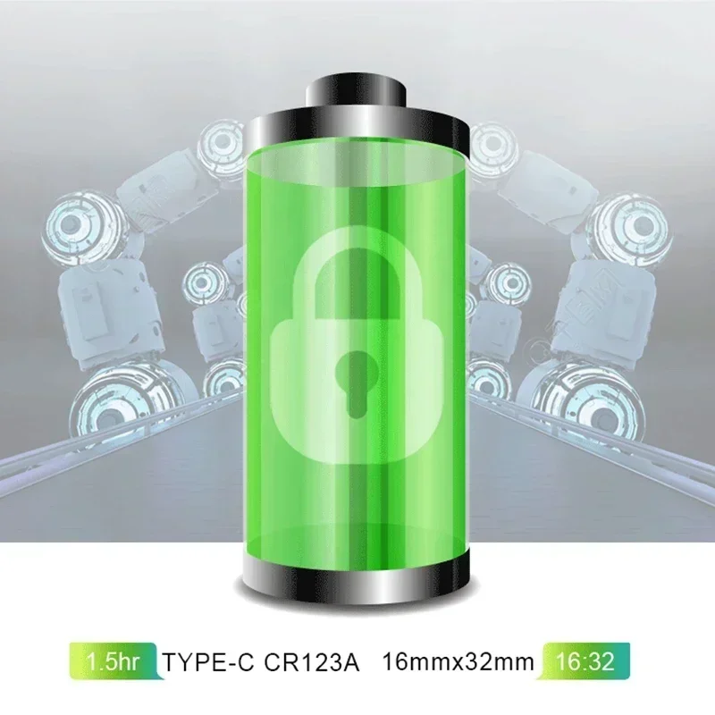 CR123A rechargeable battery USB,700mAh LED flashlight lithium-ion battery travel 16340 CR123 battery Type-C Cable Fast Charging