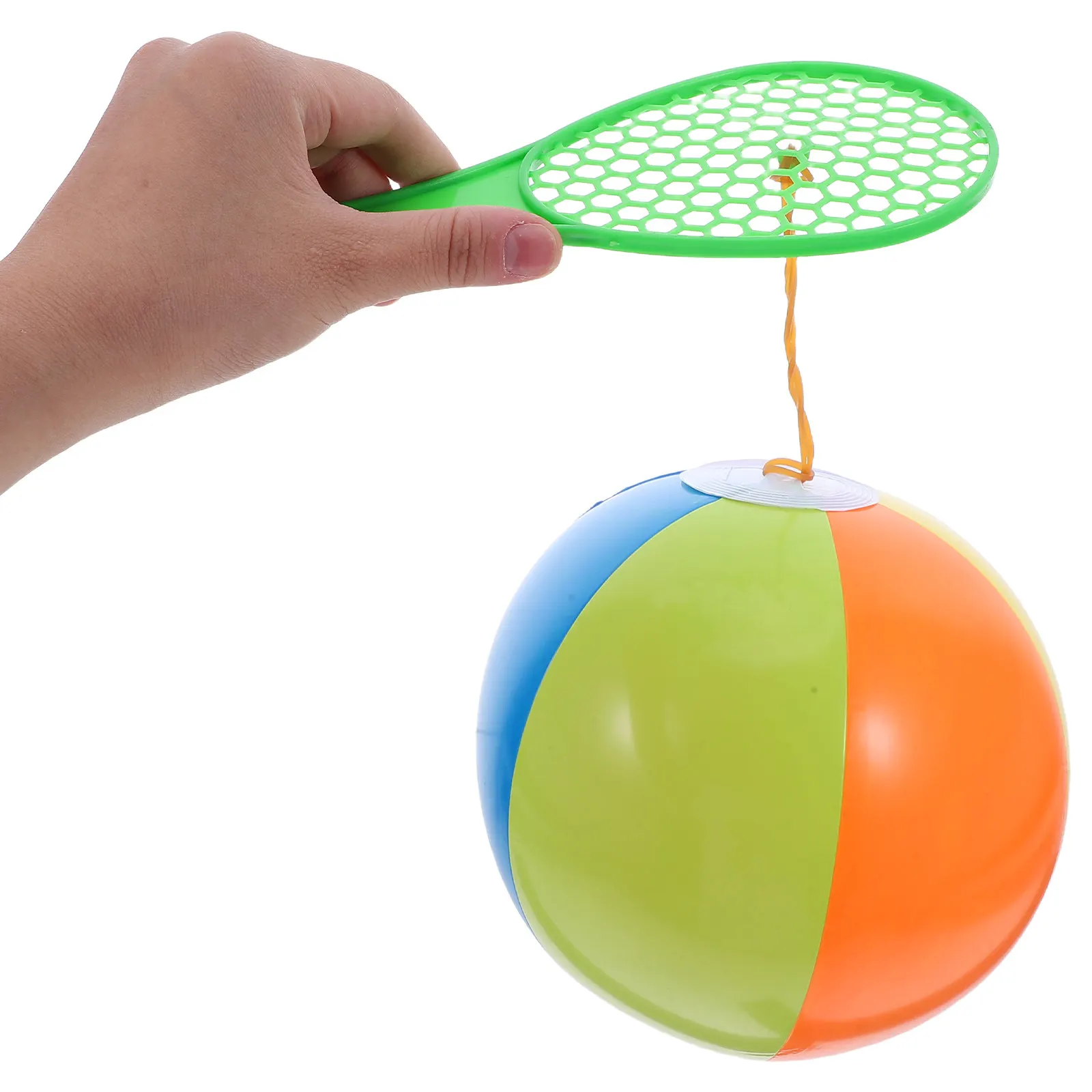 5Pcs Kids Paddle Ball Set Inflatable PVC Bouncy Balls Bright Colors Easy Grip Racket Handle Outdoor Summer Water Games Pool