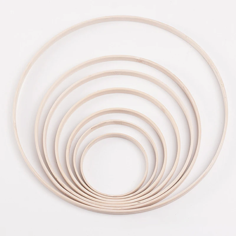 5szt Home Decor Bamboo Ring Wooden Circle Round Catcher DIY Hoop For Flower Wreath House Garden Wedding Plant Hanging Decor