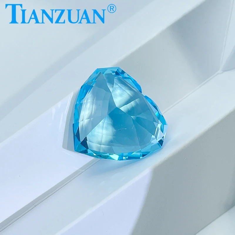 38.15CT Natural Topaz Vivid Blue Color Heart Shape Brilliant Cut Loose Gem Stone with GRC Certified