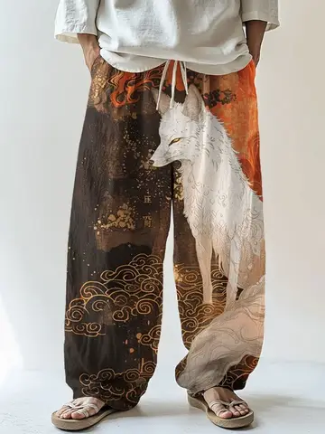2026 Fashion Cool Japanese Fox Ink Painting Style 3D Printing Loose Outdoor Hip Hop Street Harajuku Leisure Sports Pants